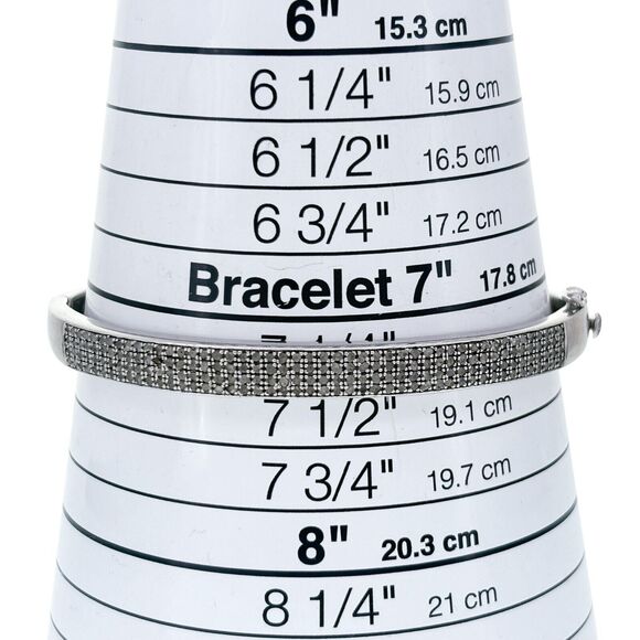 MISSING STONE Vintage Sterling Silver 925 Diamond 0.94ctw Bangle Bracelet 7.25" - Picture 6 of 8